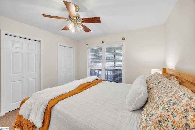 112 Jocassee Falls Rd, Salem, SC 29676 - carpeted bedroom with ceiling fan and two closets