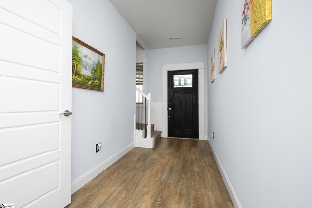 885 Affirmed Dr, Boiling Springs, SC 29316 - interior space with visible vents, baseboards, wood finished floors, and stairway