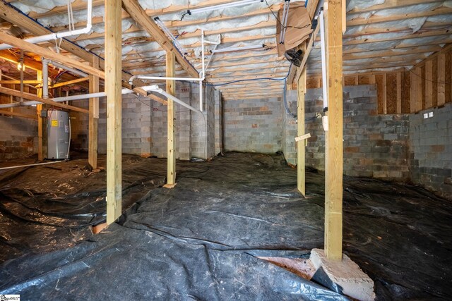 885 Affirmed Dr, Boiling Springs, SC 29316 - basement with concrete block wall and electric water heater