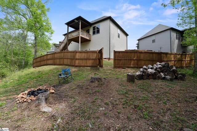 885 Affirmed Dr, Boiling Springs, SC 29316 - rear view of property featuring fence, a balcony, and stairway
