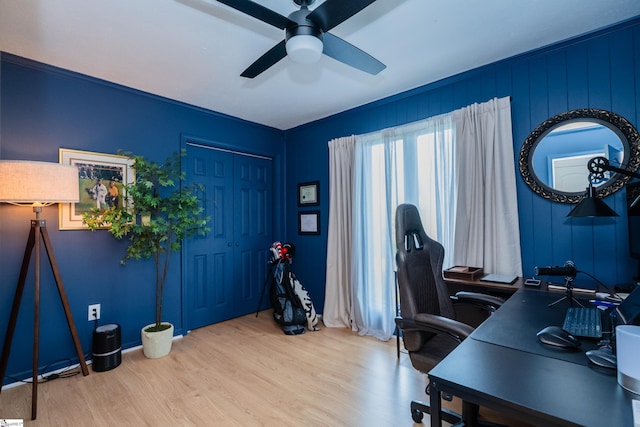 409 Freeman Bridge Rd, Marietta, SC 29661 - office area with ceiling fan and wood finished floors