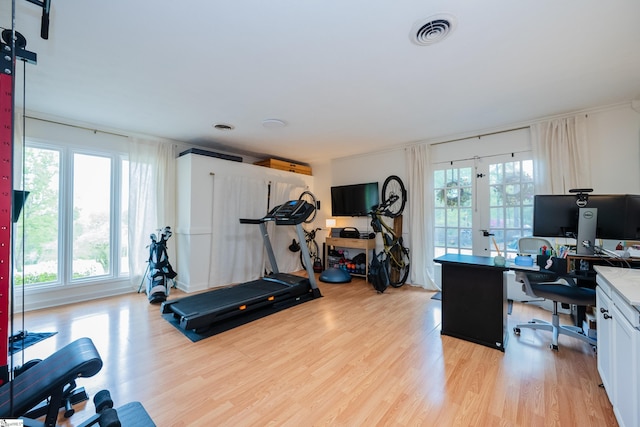 409 Freeman Bridge Rd, Marietta, SC 29661 - home office with plenty of natural light and light wood-style flooring