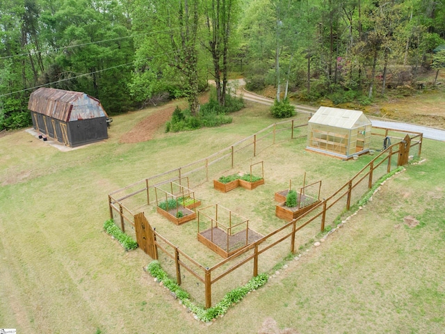 409 Freeman Bridge Rd, Marietta, SC 29661 - view of yard with a greenhouse, a garden, and an outbuilding