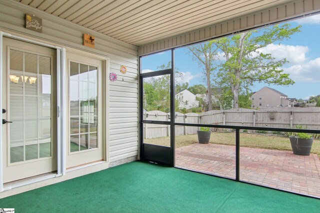 view of unfurnished sunroom