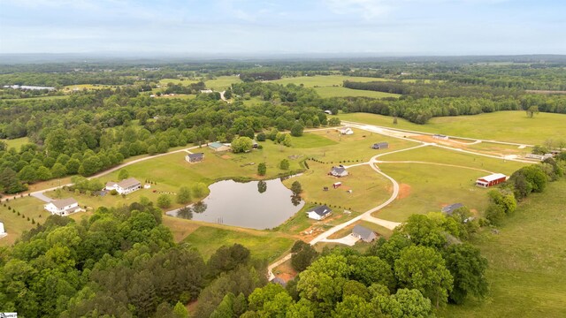 381 Deer Farm Pond Ln, Fair Play, SC 29643 - birds eye view of property featuring a wooded view, a rural view, and a water view