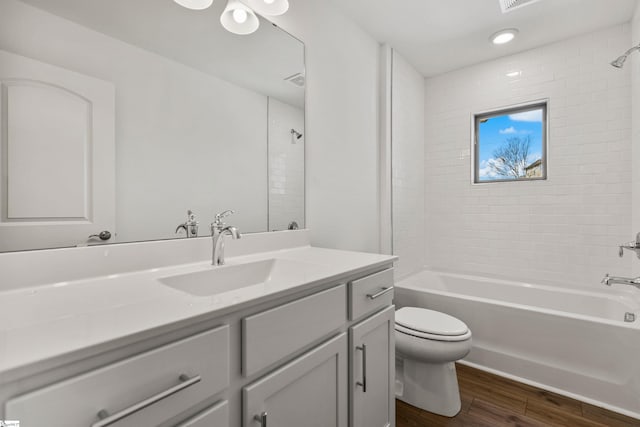 418 Palazzo Pl, Greer, SC 29650 - full bathroom with wood finished floors, toilet, vanity, and shower / tub combination