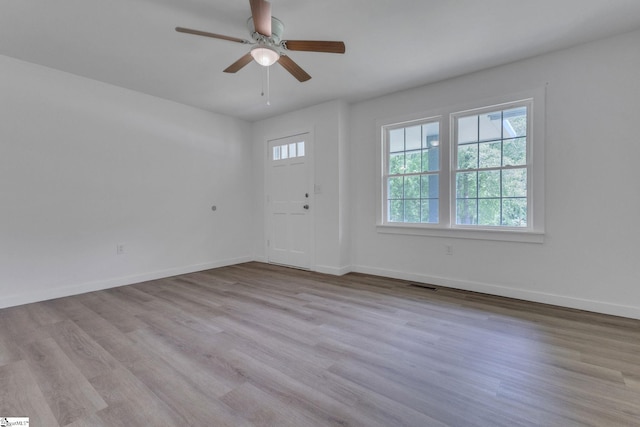 710 Druid Hills Dr, Anderson, SC 29621 - empty room with ceiling fan, baseboards, wood finished floors, and visible vents