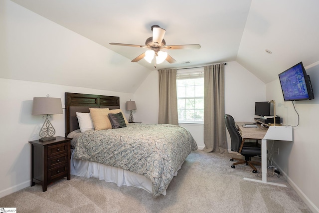 102 Rabon Chase Ct, Fountain Inn, SC 29644 - bedroom featuring lofted ceiling, a ceiling fan, carpet flooring, and baseboards