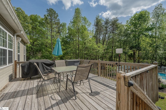 102 Rabon Chase Ct, Fountain Inn, SC 29644 - wooden terrace with grilling area and outdoor dining space