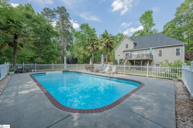 102 Rabon Chase Ct, Fountain Inn, SC 29644 - view of pool with a fenced backyard, a wooden deck, a patio area, and a fenced in pool