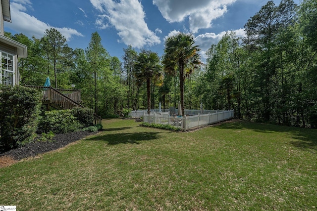 102 Rabon Chase Ct, Fountain Inn, SC 29644 - view of yard featuring an outdoor pool, stairs, and fence