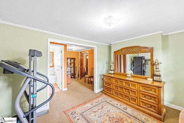 interior space with baseboards and ornamental molding