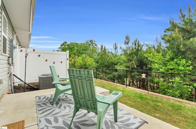 view of patio featuring central AC unit