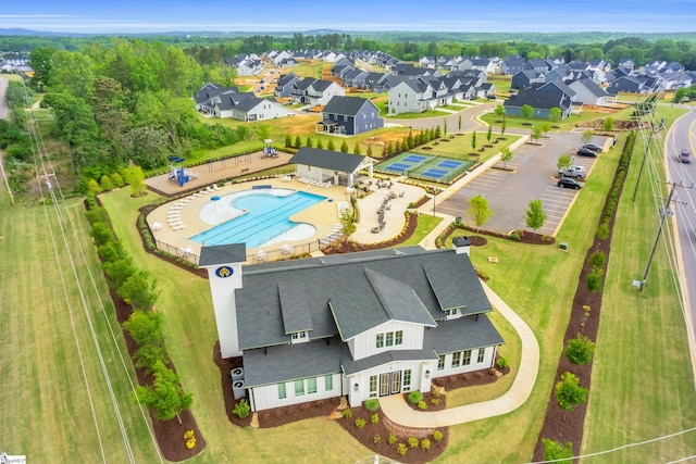 aerial view with a residential view