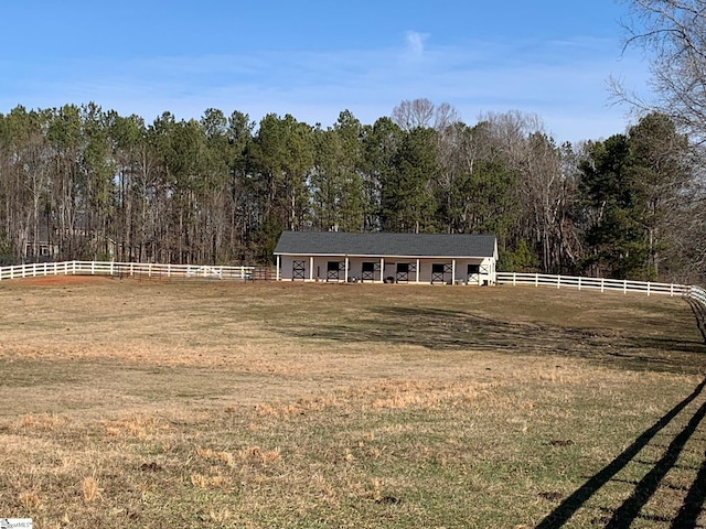 112 Nokota Dr, Pelzer, SC 29669 - exterior space featuring fence, a front lawn, a view of trees, and a rural view