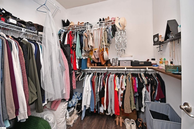 spacious closet with wood finished floors