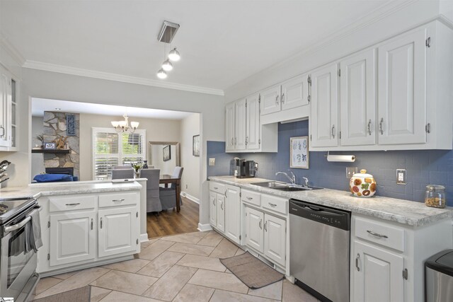 2 Graystone Way, Taylors, SC 29687 - kitchen featuring white cabinets, appliances with stainless steel finishes, light countertops, and a sink