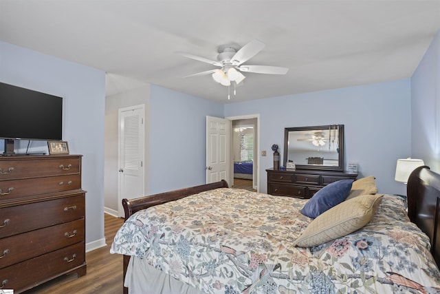 2 Graystone Way, Taylors, SC 29687 - bedroom with dark wood-style floors, a ceiling fan, and baseboards