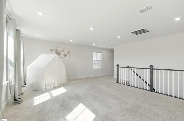 229 Hollythorpe Ln, Fountain Inn, SC 29644 - empty room with baseboards, visible vents, light carpet, and recessed lighting