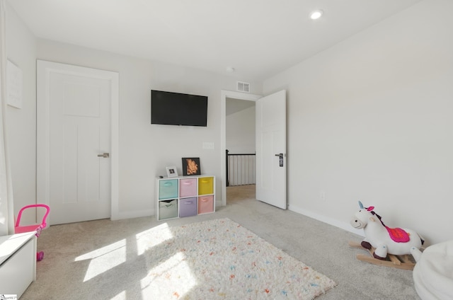 229 Hollythorpe Ln, Fountain Inn, SC 29644 - game room featuring visible vents, recessed lighting, carpet flooring, and baseboards