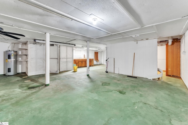 unfinished basement with water heater