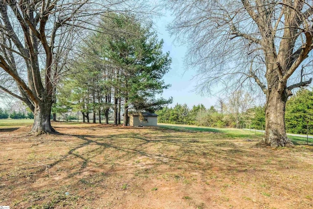 view of yard featuring an outdoor structure