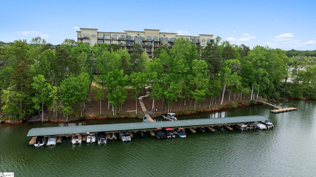dock area featuring a water view