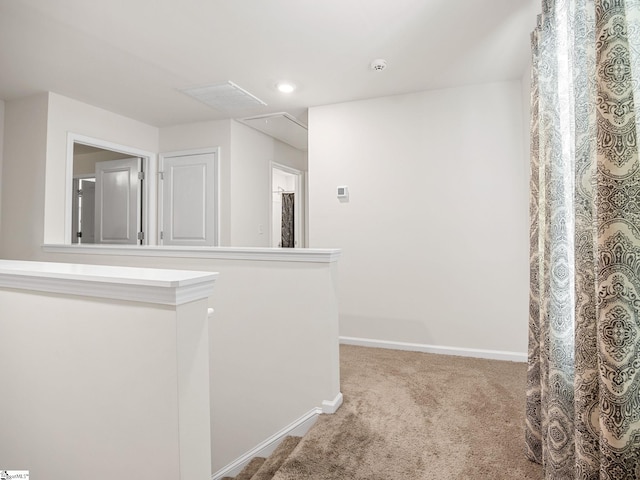 1087 Summerlin Trl, Duncan, SC 29334 - hall with an upstairs landing, baseboards, attic access, recessed lighting, and carpet