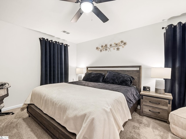 1087 Summerlin Trl, Duncan, SC 29334 - bedroom with baseboards, visible vents, light carpet, and ceiling fan