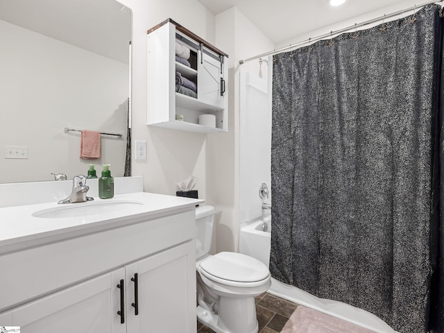 1087 Summerlin Trl, Duncan, SC 29334 - bathroom with shower / bathtub combination with curtain, toilet, and vanity