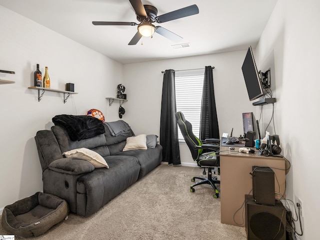 1087 Summerlin Trl, Duncan, SC 29334 - office with light colored carpet, visible vents, a ceiling fan, and baseboards