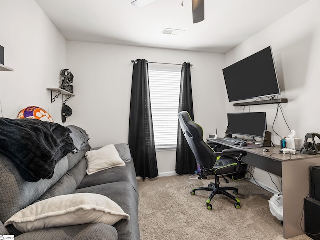 1087 Summerlin Trl, Duncan, SC 29334 - carpeted office space featuring visible vents, a ceiling fan, and baseboards