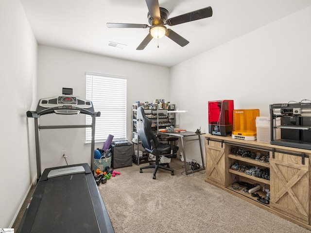 1087 Summerlin Trl, Duncan, SC 29334 - carpeted home office featuring visible vents and a ceiling fan