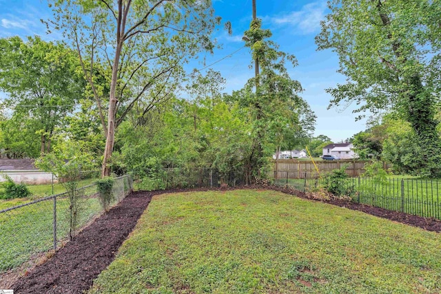 view of yard featuring a fenced backyard