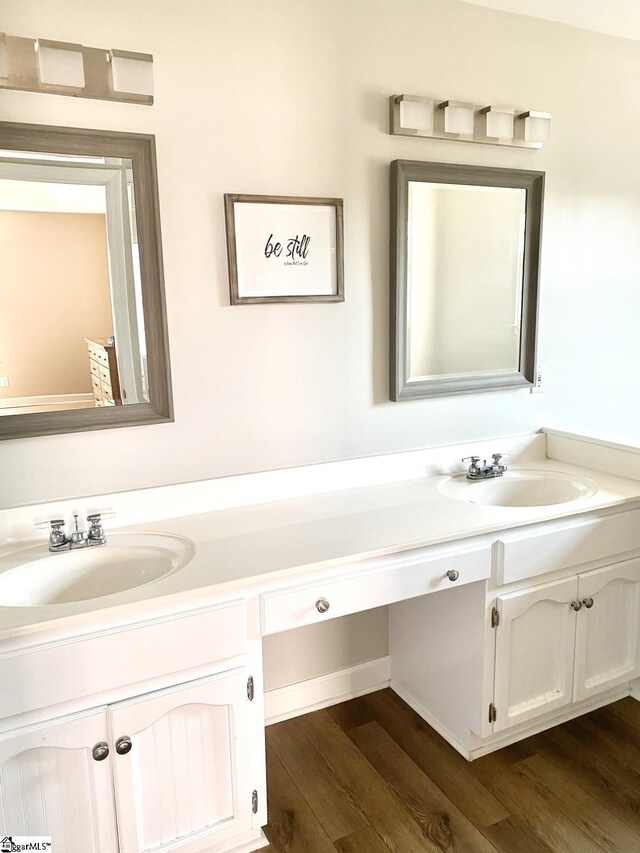 bathroom featuring wood finished floors and vanity