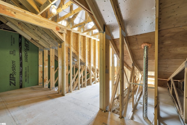 view of unfinished attic