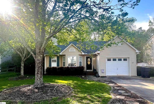317 Riverside Chase Cir, Greer, SC 29650 - ranch-style home featuring concrete driveway, a front yard, and an attached garage