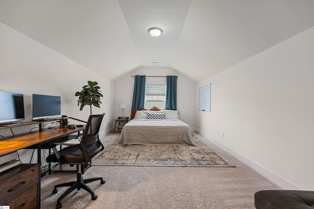 313 Glendon St, Greer, SC 29651 - carpeted bedroom with baseboards and vaulted ceiling
