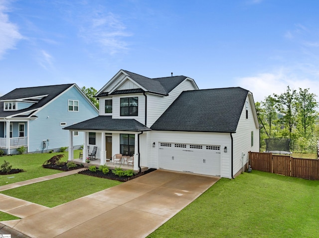 313 Glendon St, Greer, SC 29651 - view of front of property featuring driveway, roof with shingles, covered porch, a front lawn, and a garage