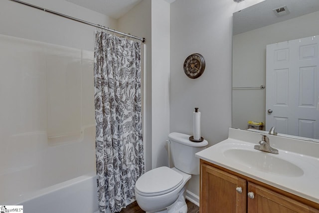 3 Heatherfield Dr, Simpsonville, SC 29680 - full bathroom featuring toilet, shower / bath combo, visible vents, and vanity