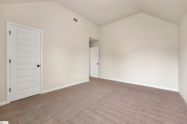 unfurnished room with visible vents, carpet flooring, and baseboards
