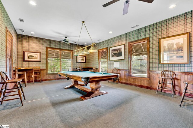 1230 Melton Rd Unit 104, West Union, SC 29696 - game room with ceiling fan, visible vents, and wallpapered walls