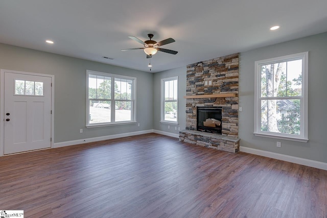 104 Pawleys Ct, Anderson, SC 29625 - unfurnished living room with ceiling fan, a wealth of natural light, and baseboards
