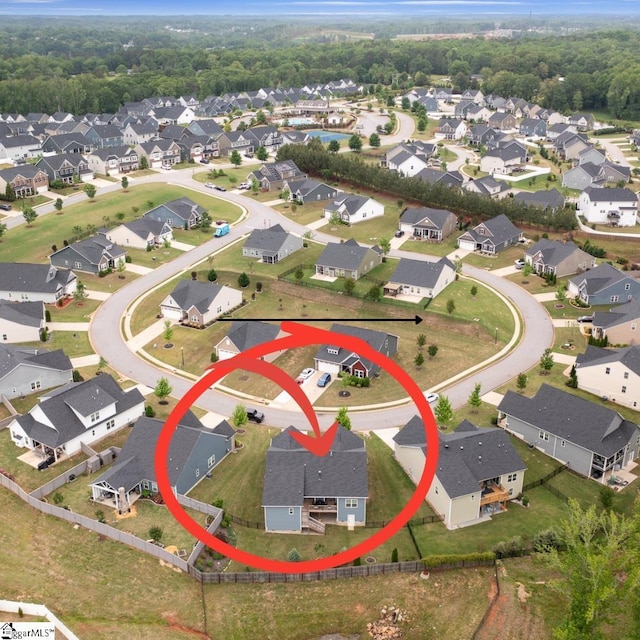 aerial view featuring a residential view