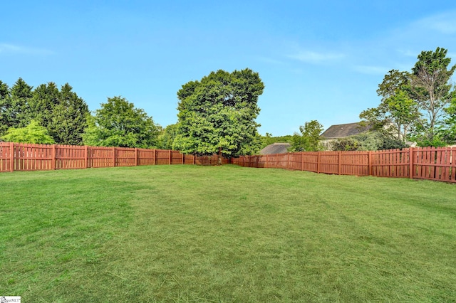 view of yard featuring a fenced backyard