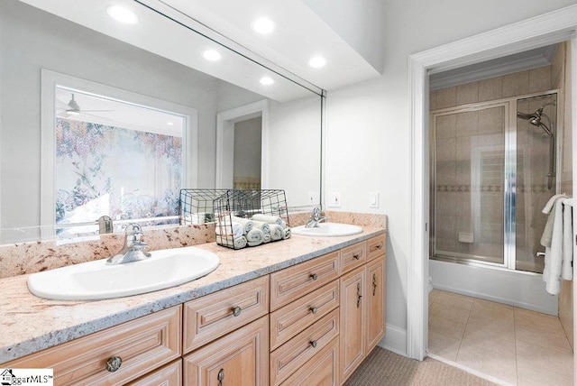 400 Stony Rd, Landrum, SC 29356 - bathroom with recessed lighting, tile patterned flooring, double vanity, and a sink
