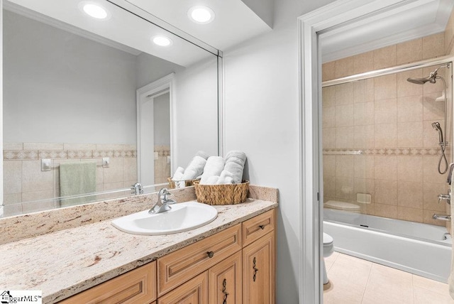 400 Stony Rd, Landrum, SC 29356 - bathroom with toilet, recessed lighting, bathing tub / shower combination, vanity, and tile patterned flooring