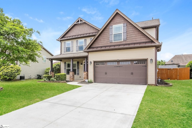 9 Dunsborough Dr, Simpsonville, SC 29680 - craftsman-style house with fence, covered porch, driveway, and a front lawn