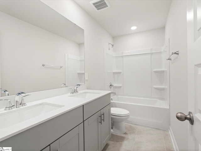 216 Merriweather Way, Spartanburg, SC 29302 - bathroom with double vanity, tub / shower combination, and tile patterned flooring