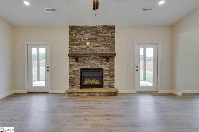 108 Walters Way, Pickens, SC 29671 - unfurnished living room with ceiling fan, wood finished floors, healthy amount of natural light, and recessed lighting